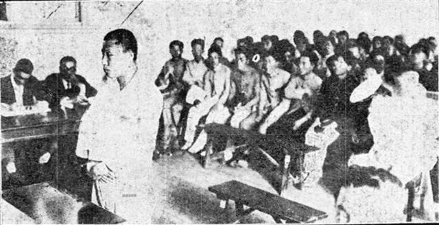 1926년 7월 15일 첫 공판이 열렸을 때 법정에 선 송학선 의사. 방청객 500여명이 당당한 태도로 진술하는 의사를 지켜봤다.동아일보