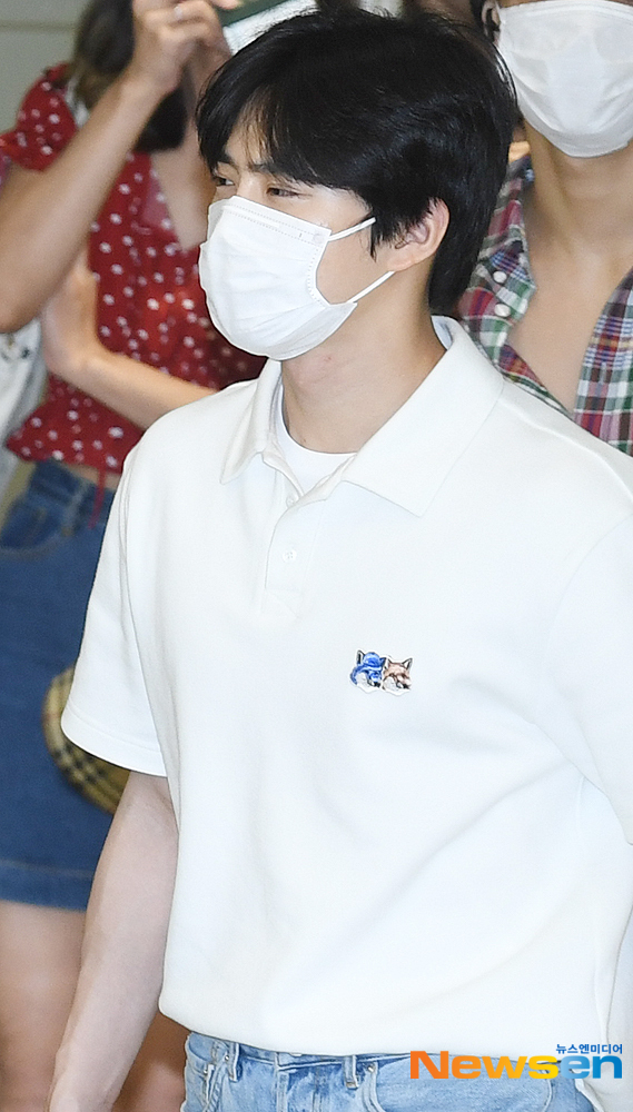 Singer EXO Suho arrives at Incheon International Airport in Unseo-dong, Jung-gu, Incheon, after finishing the Hong Kong SBS Super Concert schedule early on July 7.useful stock