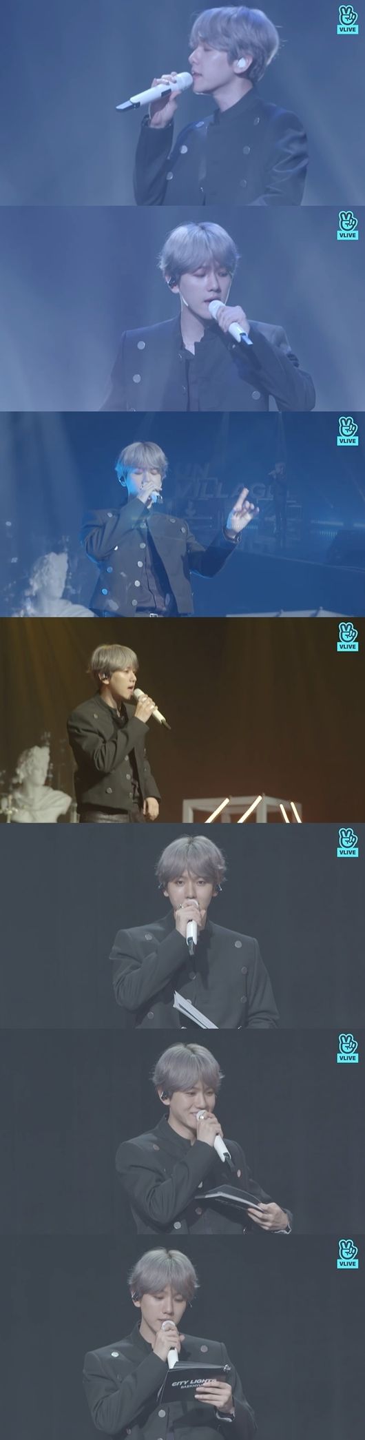 Baekhyun has made a new appearance as a solo singer seven years after his debut.On the afternoon of the 10th, Naver V app released the showcase of Baekhyuns first mini album City Lights.Group EXO Baekhyun turned into a solo singer after seven years, and the title track UN Village (United Nations Village), as well as a total of six songs including Stay Up (stay-up), Betcha (betcha), Ice Queen (Ice Queen), Diamond (diamond), and Psycho (Psycho) The song is included, and you can see Baekhyuns charming vocals and sensual music colors.The title song UN Village is an R & B song that combines groovy beat and string sound. It is a romantic time to look at the moon with a lover on the United Nations Village hill.The solo album recorded a total of 401,545 copies (as of July 8) in the pre-order volume alone, and once again confirmed the power of Baekhyuns power by breaking 400,000 copies.It is Baekhyun who debuts as a solo singer. It was a very nervous place because it was the first time as a solo singer, not EXO.But when the song starts, the tremor disappears and it is comfortable as if it came home because it is in front of EXOel. In addition to you here, many fans are watching V live live broadcasts. I hope those who are watching the broadcast will send a lot of cheers and hearts.Two hours ago, at 6 p.m., the sound source was released. How did you hear it? What song was good? I prepared a lot while thinking about you.The title song United Nations Village is something you didnt normally show. Thank you for loving that. In addition, Baekhyun said, Today, I want to see a lot of members because I am doing the showcase alone without members. When I was with the members, I played a licorice role by throwing a word, but I feel different.I heard two songs in front of me, and I was worried about what songs I would do when I was doing Showcase.I wanted to hear the brightest song of my album, Betcha, and my personal favorite, Ice Queen. Theres a conflicting image.I think I like Betcha when I see the reaction. Baekhyun prepared the album unboxing time for his fans and said, Its time to tell you everything about the mini album, the first corner I ambitiously prepared.Baekhyun, who took out the photo card, read the message behind it, saying, I am your new rookie, Baekhyun.Baekhyun said: When I was filming the Day version, I went up on the roof too, I had a fear of heights and I couldnt move more than three steps.The day version was taken a lot during the day, but its not fun to show it all, so its more meaningful to take one of the real things yourself.Its Feelings in a languid afternoon with the whole image, he explained.Taking up the night version, Baekhyun said: The photo card was taken at 3am, and many people waited for the solo album, so you can take it without a circle and watch it wear out.There are a lot of photos with sexy added, he said. I like the number of hearts has exceeded 100 million now. I hope this album will make you 24 hours happy.During the album preview time, I freely talked about the album work process, favorite lyrics, and music.Baekhyun said: Stay Up seems to be even better because my voice and rapper Mr. Binzinos voice are so well suited; Betcha felt good with me when I first heard it.I also finished recording quickly while listening to praise from Kenji. In the corner that answers the fans questions, they attracted attention with honest answers.I was wondering about the first thought when I heard the title of the title song. I thought about the United Nations Village neighborhood in Hannam-dong, but unlike what I have heard so far, there are fantasy Feelings.When I showed it to solo, I felt that there were new Feelings, so it was fresh and good. When asked, Whats the difference between Real Baekhyun and EXO Baekhyun?, Im actually almost the same, really similar.The difference is Did you make up or not? And Did you get Mike or not? The difference is that the radius of activity is different.In reality, it is almost home, and EXO Baekhyun is going back and forth around the world. It is a little different. As for the reaction of the members who heard this solo album, Baekhyun said, As soon as I heard the music, I wrote to the group room.I thought I would do ballads, but I broke my expectations and said that it was amazing to have a R & B genre. If the number of hearts has exceeded 200 million now, said Baekhyun, if you are in the top spot, the pledge will be secretly carried out and secretly done.I will do what you will be satisfied with, you do not have to worry about it, he added.Finally, Baekhyun, who gave the title song UN Village, said, I think it is time to return happiness to everyone who has loved me, who has waited so far while soloing this time.I will show you a lot of good looks. Baekhyun City Lights Showcase screen capture