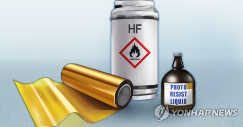 일본, 대 한국 수출규제 3개 품목 플루오린 폴리이미드ㆍ리지스트ㆍ에칭가스 (PG) [정연주, 장현경 제작] 사진합성·일러스트