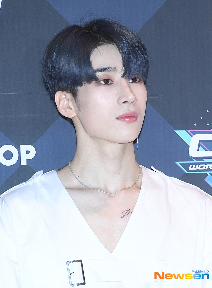 Singer X1 (X1) han seung-woo poses at photo time before rehearsal for Mnet M countdown at CJ ENM Center in Sangam-dong, Mapo-gu, Seoul, on the afternoon of September 5.useful stock