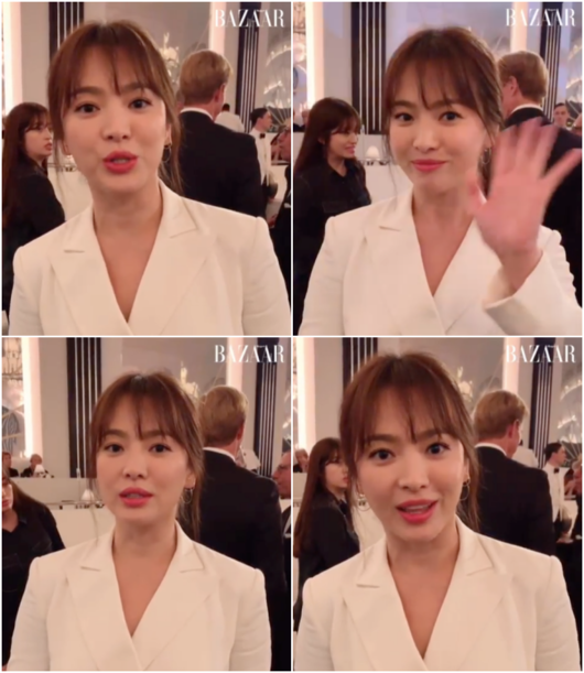 Actor Song Hye-kyo attended the Fashion show and reported on his recent beauty.The fashion magazine Harpers Bazaar Korea released a short video of a fashion brands fashion show scene held in New York City, USA, on the official SNS on the afternoon of the 8th.The public footage shows a lively atmosphere at the Fashion show scene.Especially, this video attracted attention because it contained the image of Song Hye-kyo attending Fashion show.Song Hye-kyo was enjoying the Fashion show by greeting fans with a relaxed look.Song Hye-kyo perfectly digests white suit fashion and has a unique and luxurious atmosphere.With the graceful charm added, she was showing off her unwavering Goddess beauty. Song Hye-kyos unwavering beauty was outstanding.Song Hye-kyo has recently attracted a lot of attention with the announcement of a divorce with Actor Song Joong-ki, and is reviewing the movie Anna as a return.Harpers Bazaar Official SNS