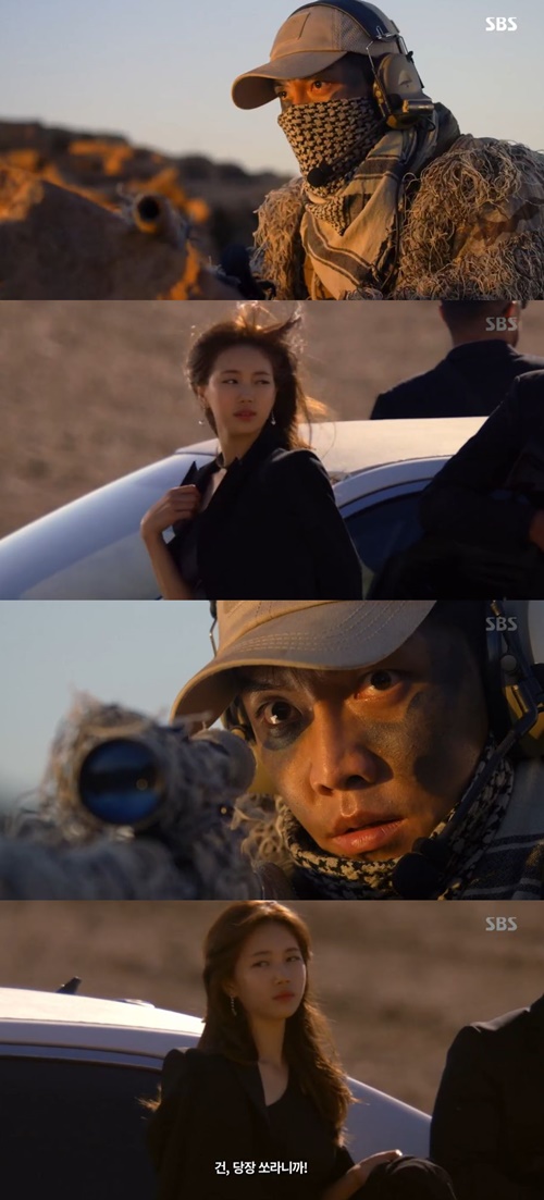 Vagabond Lee Seung-gi stopped the gun when he saw Bae Suzy.In the SBS gilt drama Vagabond, which first aired on the afternoon of the 20th, Lee Seung-gi appeared on the mission and hiding himself in a desolate desert.His assistant shot at the German cockroach of a vehicle across the desert, and as the German cockroach burst, people got out of the car in unison.He was a confessionalist, and Chadalgan couldnt take his eyes off him, and when he stopped trying to shoot, Chadalgans assistant radioed him, I want you to shoot right now.Meanwhile, Vagabond depicts the process of a man involved in a civil-commodity passenger plane crash digging into a huge national corruption found in a concealed truth.