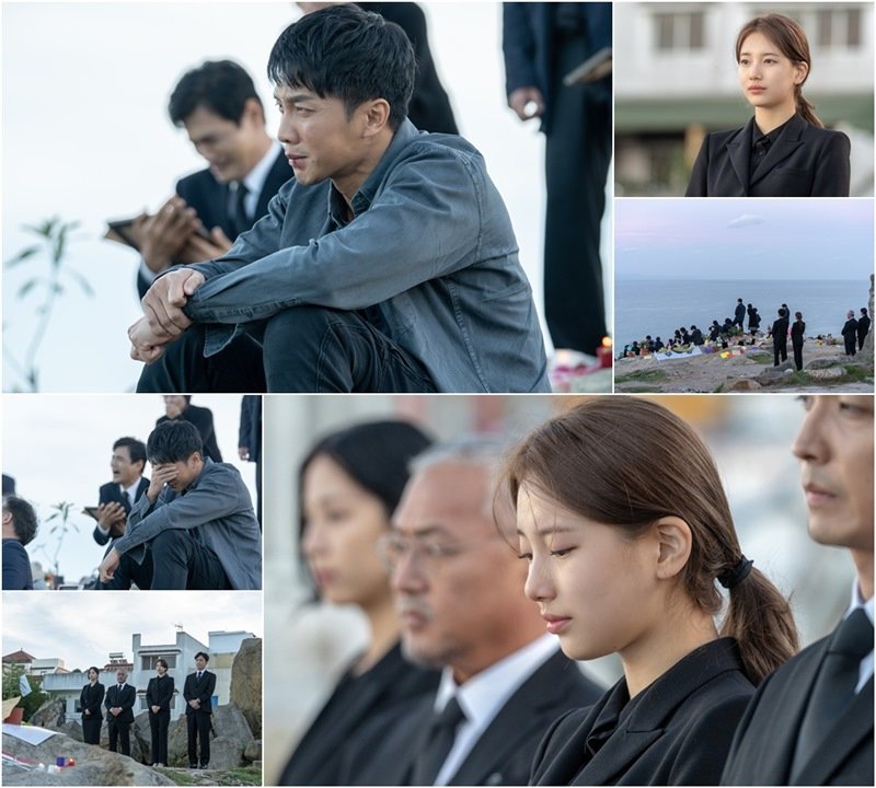 Vagabond Lee Seung-gi - Bae Suzy was caught at the joint Tribute Now on the beach, where she burst into abyss sorrow with solemn and serious attitude.On the 20th, Lee Seung-gi (Cha Dal-geon), who lost his nephew in the crash of a civil airliner to Morocco, will leave for Morocco as a member of the bereaved family, where he will be the NIS black agent Bae Suzy (Ko Hae-ri) disguised as a member of the Morocco Embassy in the state It contains the first meeting.Lee Seung-gi recognized the face of passenger passenger and only survivor Yoo Tae-oh (Jerome) at Morocco Airport and, despite the dismantling of Bae Suzy, fiercely pursued Jerome and fought fiercely.In the second episode, which will be broadcast today (21st), Lee Seung-gi and Bae Suzy will unveil the joint Tribute Now scene on the beach with a solemn mindset, which will make even the feelings of the viewer boil.On the side of the endless Morocco beach, there is a lot of Taegeukgi, teddy bears, chrysanthemum flowers, hand letters, etc., and Lee Seung-gi and Bae Suzy, as well as a group of families dressed in dark clothes, are looking at the sea with a look full of sadness and cylinder.Lee Seung-gi, who was sitting on the floor and looking at the sea, tries to hold back tears by biting his torn lips, but eventually he wraps his face and puts his neck on his neck.And Bae Suzy, who was standing behind her with her hair tied to her face without a toilet, also gathered her hands with tears in her big eyes and watched silently, shaking her head as if she could not look at it.Lee Seung-gi and Bae Suzys Country Tribute Now scene was shot at At the beach in Morocco.As the solemn and heavy filming of the dead and the sadness of the dead, the atmosphere of the atmosphere was so solemn and serious throughout the process that Lee Seung-gi and Bae Suzy also arrived at the scene early to check the shooting scene and showed authenticity to minimize all movements and conversations to calm down the emotions.There are many staff members who weep together in the hot performances of actors who share the sadness of losing their families, so it is a memorable film, said Celltrion Entertainment, a production company. I hope you will be with us through the two broadcasts today what is the hidden truth in the tragic event.
