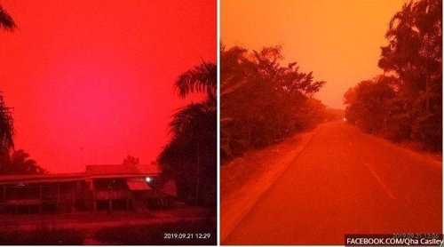 인도네시아 산불 지역 '붉은 하늘' 현상 [트리뷴뉴스]