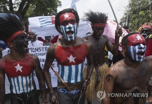 인니령 파푸아 학생들의 반정부 시위 [AP=연합뉴스]