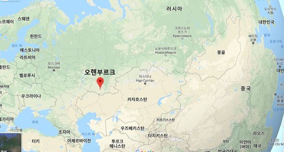 지난 20일 중러 연합훈련 도중 장갑차가 추락한 러시아 올렌부르크 주. [구글]