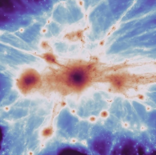 C-EAGLE 시뮬레이션을 통해 얻은 은하단의 실 가닥 이미지 [조슈아 바로우 제공]