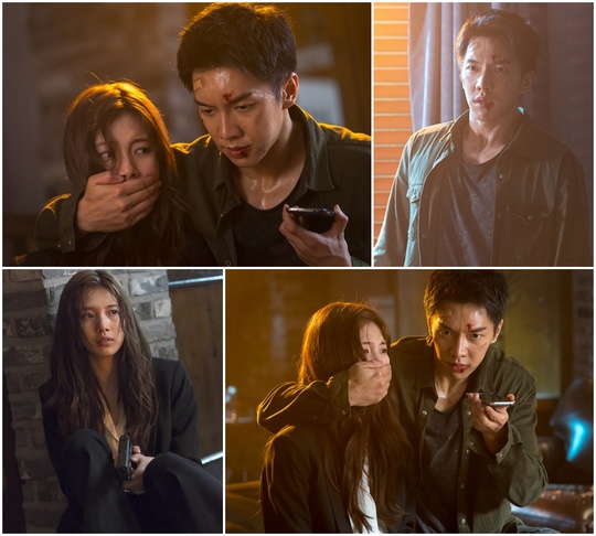 Lee Seung-gi - Bae Suzy hits another changeover DangerSBS gilt drama Vagabond (VAGABOND) (playplayplay by Jang Young-chul, Jung Kyung-soon/director Yoo In-sik) released on October 5 that Lee Seung-gi was covering the mouth of a terrified Bae Suzy.While Cha Dal-geon (Lee Seung-gi) is looking somewhere with a weary look on his face, he is shaking with his hand in his hand with a sweaty face.Then, after holding a terrified confession in his arms, he closes his mouth and holds a cell phone in one hand and tries to talk to someone.In the last broadcast, Yoon Han-ki (Kim Min-jong) and Cha Dal-geon, who is heading to the NISs safe house, are curious about what else the two have faced with Danger and what kind of hardships they have faced.emigration site
