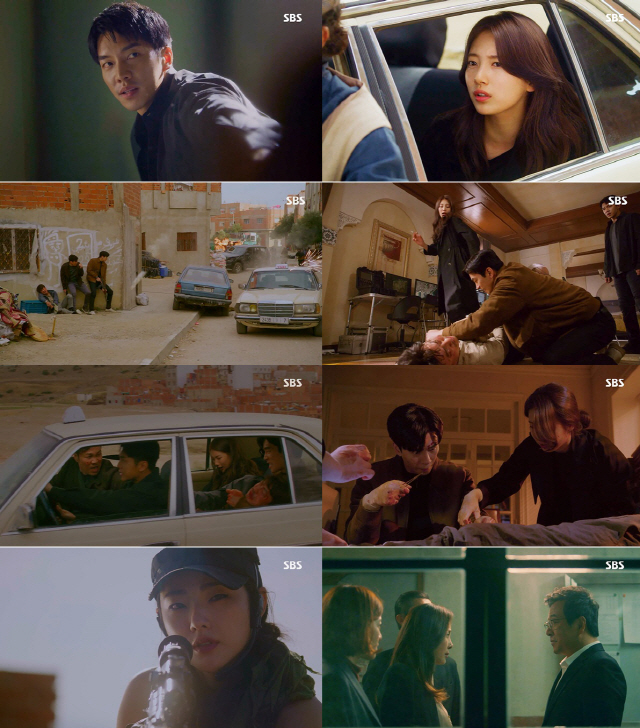 Vagabond Lee Seung-gi and Bae Suzy and Shin Sung-rok staged movie-like Morocco Shootout.In the 8th episode of SBSs gilt drama Vagabond, which aired on the 12th, Cha Dal-gun (Lee Seung-gi), Bae Suzy and Kitaoong (Shin Sung-rok) were shot in surprise and were shown struggling to save Kim If (Jang Hyuk-jin) who was shot.On the same day, the NIS Kang Ju-cheol (Lee Ki-young) and Ahn Jong-soo (Kim Jong-soo) heard the arrest of Kim If, the accomplice of Planes terrorism, from Kitaewoong, who was dispatched to Morocco.At this time, Jessica Lee (Moon Jung-hee) was trapped in the interrogation room of the NIS TF team.Cha Dal-gun (Lee Seung-gi), who was caught by local police in Morocco, took time to pretend that Kim If put Kim If on Kitaewoongs painkiller with Harry when Balzac just before Kitaewoongs interrogation, and Johnen Marksa vice president Michael bought the terrorist with a large amount of money.But when he was about to return home by the same car as Kim If, he was in danger of being baptized by a bullet by Lily (Park Ain).Cha Dal-gun, who followed with Gohari on Taxi, managed to save Taewoong, Kim if and Kim Se-hoon (Shin Seung-hwan) by driving Taxi directly.In the meantime, Kimif was shot, and they avoided the Morocco Korean Embassy.Gitaewoong performed Kim ifs surgery through video call with a doctor in Korea.When Kim if was again Balzac with a bleeding overdose shortly after the surgery, the same blood type, Chadalgan, gave out his blood.Ahn was under pressure from Yoon Han-ki (Kim Min-jong), the chief of the Minjung administration, to cover up the truth along with the full replacement of the TF team while he was trying to report the Planes terrorist attacks to President Jungkook (Baek Yoon-sik), and Jungkook also seemed to ignore Ahns report.The 8th episode of Vagabond recorded 7.4% of the first part (All states 7.2%), 9.0% of the second part (All states 8.8%), and 10.2% of the third part (All states 10.1%).Interest has increased since the breathtaking shooting scene in the second half of Morocco, and the highest audience rating has reached 11.34%.It was the number one spot in the same time zone, combining terrestrial, cable and general.Vagabond is a spy action melodrama with dangerous and naked adventures of family members, even the lost name of Vagabond.It is broadcast every Friday and Saturday at 10 pm on SBS.