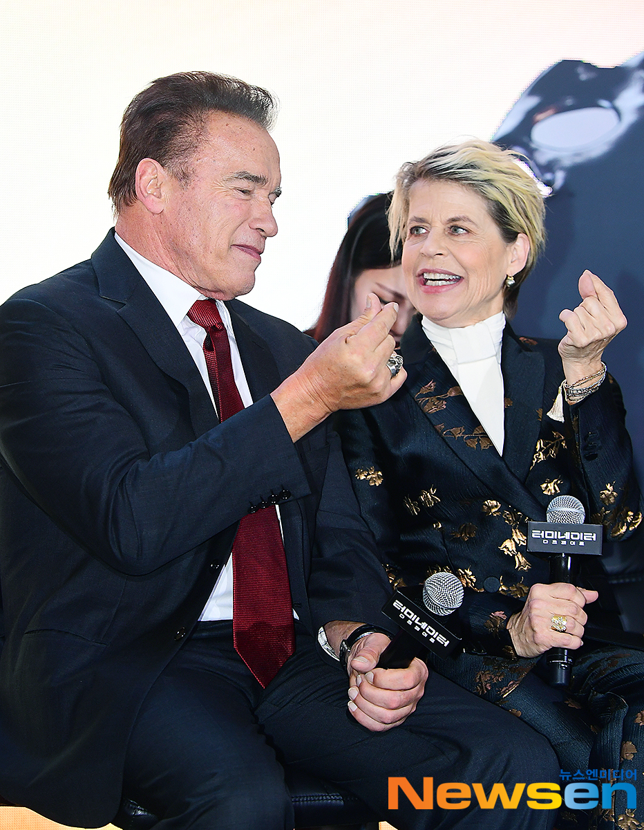 The movie The Terminator: Dark Fate was held at the IFC Mall North Atrium in Yeouido, Yeongdeungpo-gu, Seoul, on Oct.21The day was attended by Arnold Clark Schwarzenegger, Linda Hamilton, McKenzie Davis, Natalia Reyes, Gabriel Luna and Tim Miller.Jang Gyeong-ho