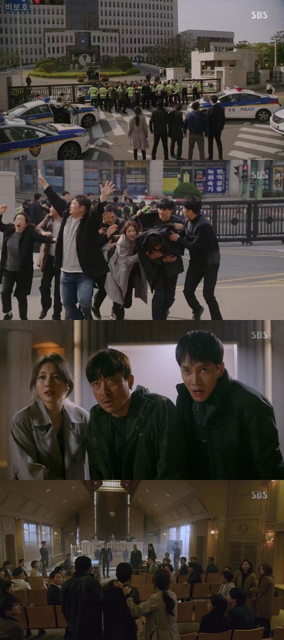 Lee Seung-gi and Bae Suzy and Jang Hyuk-jin arrived in court despite the shootout in Vagabond.In the SBS gilt drama Vagabond, which aired on the afternoon of the 26th, scenes of Cha Dal-gun (Lee Seung-gi), Gohari (Bae Suzy), and Kim If (Jang Hyuk-jin) arriving in court safely before all kinds of interferences were drawn.The three men had ups and downs before arriving in court in time; Yoon Han-ki (Kim Min-jong) and everyone did their best to interfere with them.Yoon Han-ki heard that Cha Dal-geon and Go Hae-ri, who had smuggled to arrive in court within the time, were now on their way to court.Yoon Han-ki informed Jessica Lee (Moon Jung-hee), and Jessica Lee shouted, Please stop whatever happens.Yoon Han-ki also informed President Jungkook (Baek Yoon-sik), and Jungkook said, It takes a while in this case. He ordered block it regardless of means and methods.Those who succeeded in smuggling started a gunfight with NIS staff from the port, and arrived at The court at the end of twists and turns, but Min Jae-sik (Jung Man-sik) appeared in a police car in front of The court and stopped them.Chadalgun, Gohari and Kim if escaped to The court in the barrel of the Victims parents who waited for these three people in front of The court.So I passed through the main gate of The court, but I was shot by a sniper who was lurking nearby.This is also depicted as they arrive in court in a difficult way, protected by Victims parents, and expectations are high on what they will make in the next episode.