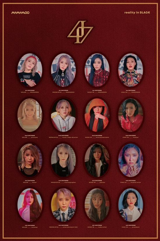 On the 14th, the group MAMAMOO, which is about to come back, released a new full-length album Character Poster.MAMAMOO posted a poster covering parallel universes, the concept of the second regular album reality in BLACK through official SNS, raising the comeback fever.In the public photos, various lives of 16 color MAMAMOO members in different parallel universes were revealed as well as a rich sight, revealing the deep meaning and announcing the completion of a vast worldview.If you have a different attraction by utilizing the symbolic color and season of each member with the previous Four Seasons Four Color Project, this time it attracts attention with solid storytelling with the parallel space world view.In particular, MAMAMOOs new album reality in BLACK is an abbreviation for Bless Life And Carry Knowledge, which means Blessing life and conveying knowledge, and it contains a message that all jobs and life are blessed.This is in line with the message that the title song HIP, which tells the life that I am not conscious of the gaze of others, and the life that I can be the best, is in contact with the message that I want to convey.In addition, MAMAMOO Multi + Universe, which started with the question What if it is not MAMAMOO?, is getting a good response with its scale of all time.He emphasizes the fate of MAMAMOO, which lives different universes and different lives, but eventually has to meet again, and he means that the artifact can be hip and cool as he decides to be anywhere.The title song HIP can be cool only when you love yourself completely, not because you are conscious of someone, and you are expecting to decorate your performance based on the pride and confidence that MAMAMOO has pursued so far.On the other hand, MAMAMOO will release a highlight medley video at 5 pm on December 12, while announcing a new regular album reality in BLACK through various music sites at 6 pm on the 14th.Photo = RBW