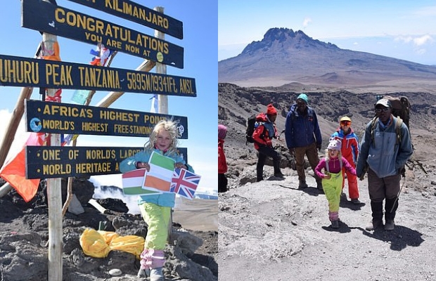 겨우 여섯 살밖에 되지 않은 어린 소녀가 연달아 두 번이나 아프리카 대륙 최고봉 킬리만자로 등정에 성공했다.