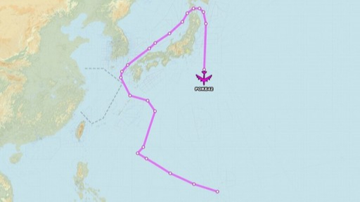 전략폭격기 B-52의 비행경로. 에어크래프트 스팟 캡쳐
