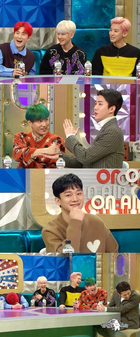 The group EXO showed off its frank gesture.EXOs Suho, Baek Hyun, Chan Yeol, Kai, Sehun and Chen will appear on MBC Radio Star, which will be broadcast on the 4th.Especially, this time, it is meaningful to announce the news of the appearance with six people.As all members except Chen are the first appearances of Radio Star, attention is already keen on what stories they will solve.First, they will laugh at the leader Suho Mole during the broadcast, and members except Suho and MCs showed the best unity.Attention is focusing on whether Suho can survive among them.EXO also adds fun to the unexpected Slack Battle. Those who have been in their eight-year career often say, When we are ... and cause a laugh.Among them, it is known that there are people who have gathered their mouths and pointed out as Slack.Chen sits in the special MCs seat.Chen, who has been the only Radio Star member to reach the special MC position, will play a role between Radio Star and EXO.Kim Gura also admired the fun of EXO, saying, Did EXO have such fun?In addition, they are known to have solved the genuine talk without hesitation, stimulating curiosity.I expressed my gratitude to each other by revealing the difficult times, and I also focused on everyones attention by honestly mentioning the issue of EXOs renewal.