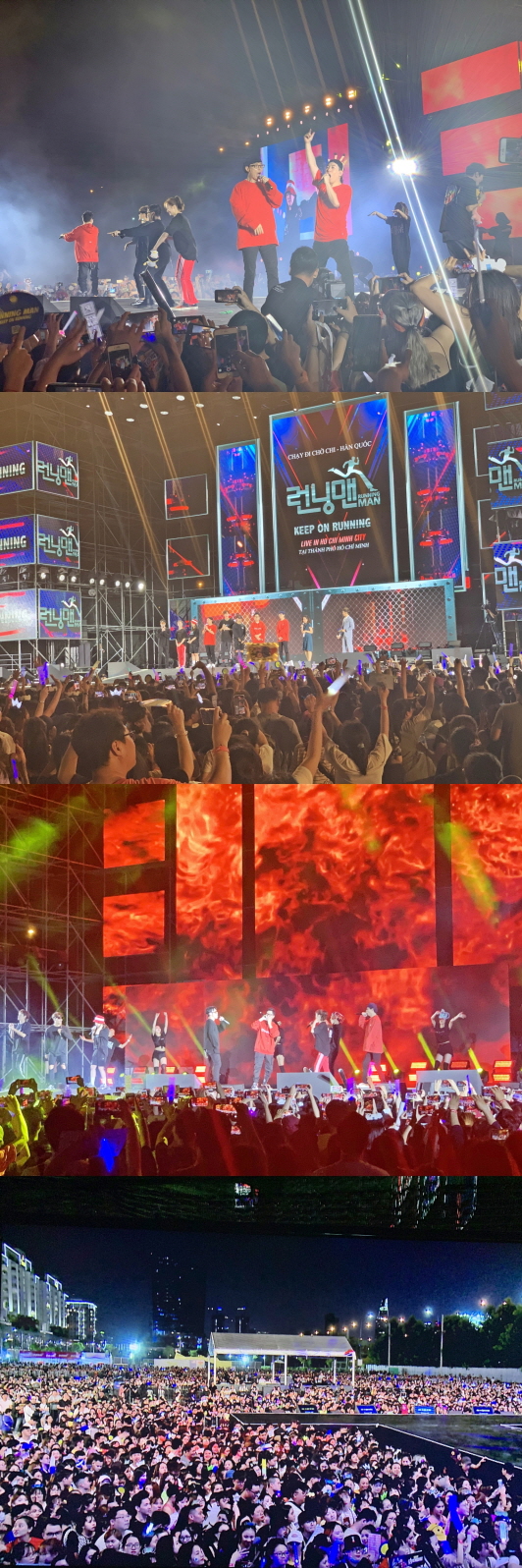 More than 10,000 people gathered at the Vietnam fan meeting of SBS Running Man.A fan meeting of Running Man was held in Ho Chi Minh, Vietnam on the 1st, and the performance was held for about 2 hours and 30 minutes with a full-seat stand at the Ho Chi Minh outdoor performance hall.The show was the first in Southeast Asia to mobilize more than 10,000 spectators and sold 9,000 tickets on the first day of ticket sales.At the same time as the performance began, 5,000 people accessed the official YouTube live channel of Archer Media, the official partner of the Running Man fan meeting event.The performance MC was performed by actor and singer Nguyen Hui, who has appeared in Vietnams Running Man this year and is gaining great popularity.Running Man members were worried about fans standing for a long time and watching the performance, and performed a concert in hot weather to repay the fans Fly Me to Polaris and cheers.We are preparing for the Asia Fan Meeting Tour to mark the 10th anniversary of Running Man next year, and the Fly Me to Polaris from Vietnamese fans has been a great help, said Yoo Won-ri, a producer of SBS Global Contents Biz Team.I think it has served as a driving force for the fan meeting tour next year. The 2019 Running Man Overseas Fan Meeting Tour will be held in Hong Kong, Jakarta and Ho Chi Minh.