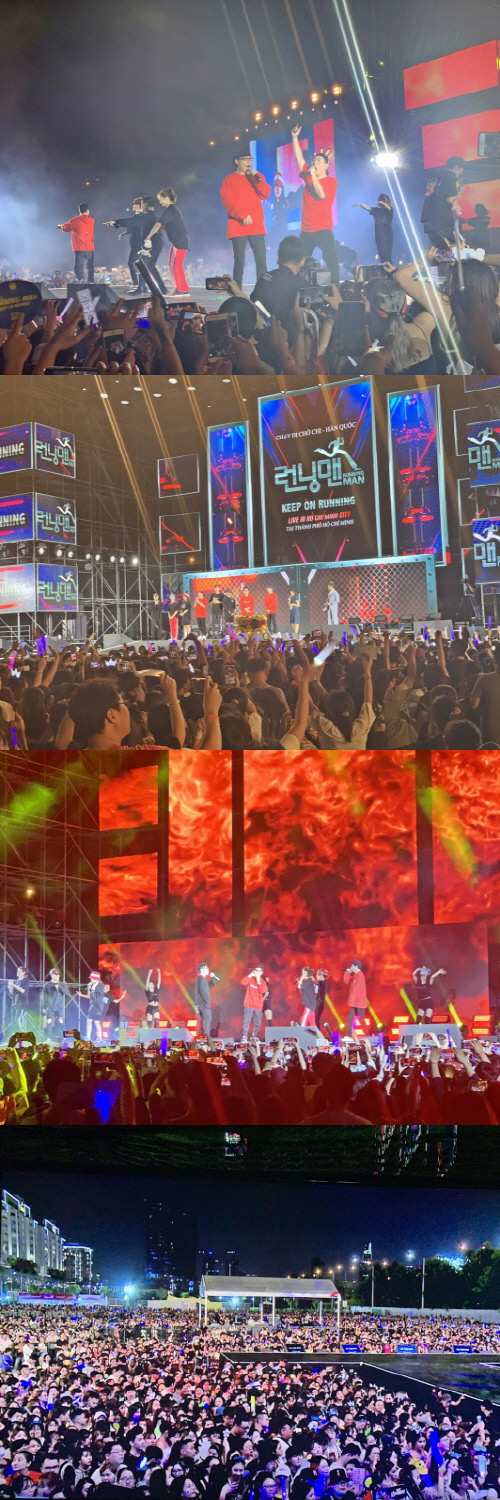 About 10,000 fans gathered to demonstrate the global popularity of Running Man at the Running Man fan meeting held in Ho Chi Minh, Vietnam on the 1st.The fan meeting performance was held in the Ho Chi Minh outdoor performance hall with a full-seat stand, with the first 10,000 spectators in Southeast Asia gathering and the record of 9,000 tickets being sold on the first day of ticket opening.In addition, 5,000 people watched the performance on the official YouTube live channel of Archer Media, the official partner of SBSs Running Man fan meeting Event, at the same time as the performance began.The performance MC appeared in Vietnams Running Man this year, adding meaning to the role of actor and singer Nguyen Hui, who has recently gained great popularity.The Event lasted about 2 hours and 30 minutes, and the Running Man members performed a concert despite a hot day to pay back the fans Fly Me to Polaris and cheers, worrying about the fans standing for a long time and watching the performance.We are preparing for the Asia Fan Meeting Tour to mark the 10th anniversary of Running Man next year, and the Fly Me to Polaris from Vietnamese fans has been a great help, said Yoo Won-ri, a producer at SBS Global Contents Biz Team.The 2019 Running Man Overseas Fan Meeting Tour will end Ho Chi Minh for the last time after Hong Kong and Jakarta, he said.Meanwhile, Running Man is expected to continue its global popularity as it will prepare for the launch of Vietnam Running Man Season 2 based on its popularity in Vietnam.Photos  SBS