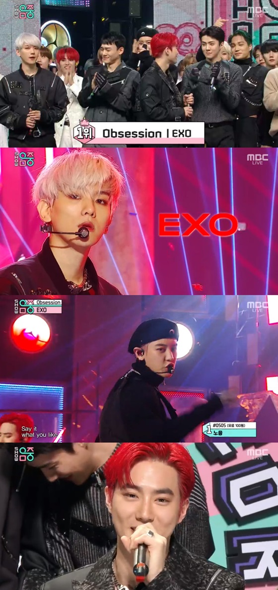 MBC Show!In Music Core, EXO topped the list, with Nohs In the Alley in front of your house late at night, IUs Blueming (blooming), and EXOs Obsession (opsition).Prior to the stage, EXO said, I am so sorry to have waited a long time. I have prepared as good music as I waited.Chen then introduced this album, which contains two concepts, EXO and X-EXO, and said, The EXO version is Chan Yeol and X-EXO is well suited to Sehun.EXO then had the Come Back stage with the title song Obsession; it was the title song of the addictive hip-hop dance genre.EXO, who was on stage wearing black costumes, caught the eye with intense performance.The first place was called and leader Suho delivered his impression of winning the award as representative; Suho said, I love both EXO members and EXOel (fan club).I am grateful to you for EXO D.O. and Xiumin, said Kyungsu and Min Seok, who are watching this.Sungmin, who returned to solo singer, conveyed a warm sensibility with Orgol. Muzie showed the essence of city pop through Is not it going to be reconciled now like others and Do not you reconcile?Lee JunYoung of the group Yukis also made his solo debut through Anger.On the other hand, Show Show!Music Core featured EXO, Sungmin, AOA, Se-jeong, Park Ji-hoon, Muzie, Lee JunYoung, Astro, Space Girl, Golden Child, Kim Jang-hoon, Dindin (feat. mountains), Nature, New Kid, One Team (1TEAM), OnlyOneOf.