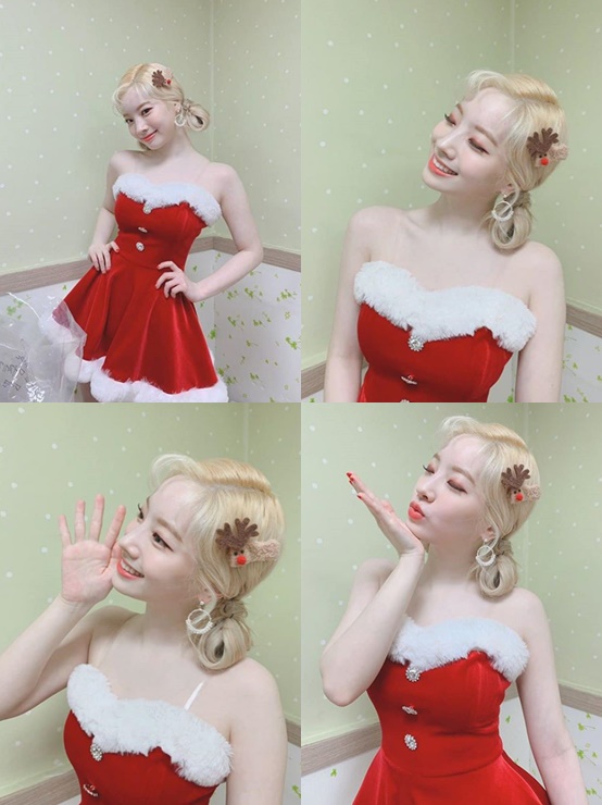 TWICE Dahyun is wearing a costume for the KPop year-end festival.On the 25th, TWICE official Instagram showed a short article called Merry Christmas.The photo showed TWICE member Dahyun taking various poses in a red dress.Dahyuns dress, which has a Christmas atmosphere, has made her cute yet sexy charm stand out.On the other hand, Dahyuns group TWICE will attend the 2019 SBS KPop year-end festival.Photo: Instagram