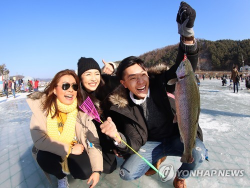 평창 송어축제를 찾은 외국인 관광객 [평창군 제공. 재판매 및 DB 금지]