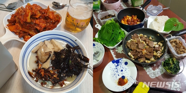 [서울=뉴시스]채식 떡국과 콩불고기. (사진=오승희씨 제공)