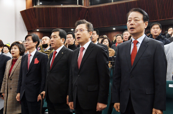 5일 오후 여의도 국회도서관에서 미래한국당은 중앙당 창당대회를 열고, 당대표에 한선교의원을 선출하였다. 2020.2.5 김명국 선임기자 daunso@seoul.co.kr