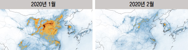 코로나 발병 전후 나사에서 촬영한 중국 대기 | 인스티즈