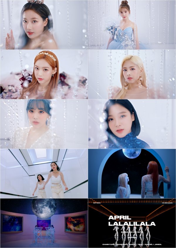 DSP Media released the music video Teaser video of LALALILALA, the title song of April 7s Mini album Da Capo on official YouTube and SNS channel on the 21st, and announced Combag D-1.The April members in the video greeted the fans in a dreamy and intense atmosphere as well as the beautiful visuals shown in the previous unit Teaser and concept film.Especially, the sensual visual beauty in the Teaser was combined with the addictive hook of LALALILALA and captured the eyes and ears at the same time.Prior to the coming-up poster, two versions of concept photo, and unit teaser led to a hot reaction of fans every day.They made a pre-promotion with the music video Teaser of LALALILALA and made the comeback fever hot.In 2015, he made his debut with lyrical music like fairy tales, and his previous work, Pretty is a sin, gave him a confident and dignified woman, proving steady growth.They will release a new Mini album Da Capo at 6 pm on the 22nd and will start their comeback activities with the title song LALALILALA.Photo: DSP Media