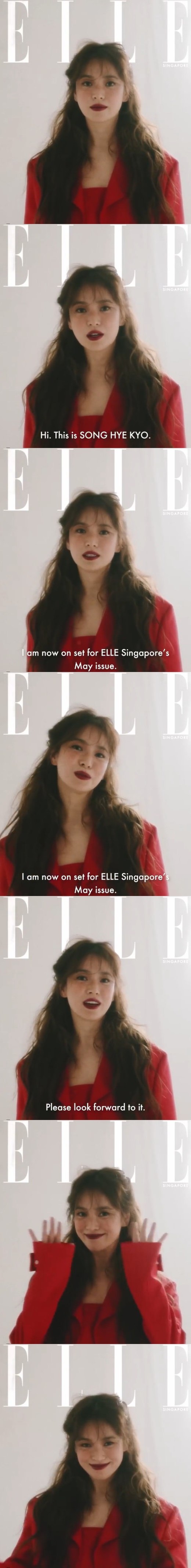 Actor Song Hye-kyo showed off his extraordinary transform.On the 26th, fashion magazine Elle Singapore official Instagram account posted a video of Song Hye-kyo.Song Hye-kyo, who is in the video, has attracted attention by radiating the charm of reversal, and he has a unique style such as intense red lip and freckle make up while wearing a hairstyle.The concept of the protagonist in the fairy tale is reminiscent and raised expectations for the soon-to-be-released pictorial.Song said, Hello, Song Hye-kyo. I am taking the May issue of Elle Singapore. Please look forward to it.