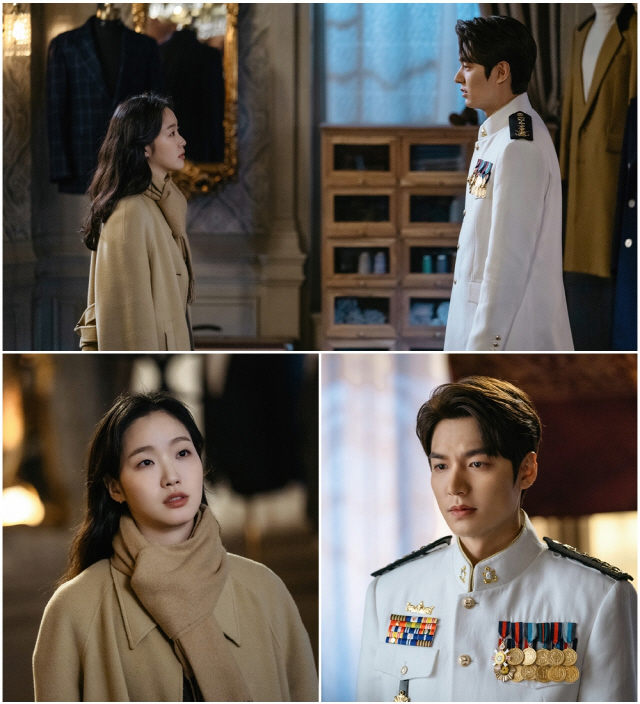 SBS Golden Earth Drama The King - Eternal Monarch (playwright Kim Eun-sook/directed Baek Sang-hoon, Jung Ji-hyun) crosses the two worlds, the Yi-Gwa type Korean Empire Emperor Lee-gon, who is trying to close the door () and the South Korea Detective Jung-tae, who is trying to protect someones life, people, and love. The d is a parallel World fantasy romance drawn through coordination.The Korean Empire and South Korea are spreading warm emotions to the house theater by unfolding the fateful love of the protagonists who cross the two coexistence worlds.Lee Min-ho and Kim Go-eun are playing the role of the perfect Monarch Korean Empire Emperor Lee Gon and the activist South Korea homicide group Detective.In the last five episodes, Kim Go-eun, who came to Korean Empire with Lee Min-ho, confirmed the truth about parallel world and the dignified Egon as Korean Empire emperor, as well as a scene of approaching each other with a dazzling kiss.In particular, when Jung Tae-eul, who was in crisis, found himself, Lee Gons straight-line move, which turned the helicopter over the sky, raised expectations for the love story of the two people to unfold in the future.Lee Min-ho and Kim Go-eun are standing facing each other in the Korean Empire, and are attracting attention because they have caught a heart-wrenching two-shot that reveals the loneliness of heart.In the drama, Igon and Jung Tae can not take their eyes off each other and at the same time, they are customizing their eyes.Unlike the spooky expression, Lee is looking at the jungtae with a lonely eye, and the jungtae is fixing his gaze to Igon with a tearful expression.Moreover, Igon is not wearing the former emperors costume, but wearing a navy uniform, raising anxiety.As the emotions toward each other are getting higher and higher, I wonder why Igon and Jeong Tae just looked at each other in a dim atmosphere, and what is the story of Leeon wearing a navy uniform?Lee Min-ho and Kim Go-euns Heart-Foot Two Shot was filmed in a studio in Yongin, Gyeonggi Province in March.Lee Min-ho and Kim Go-eun entered the filming scene in a calm manner with their usual youthful appearance in front of this scene, which has to perform delicate emotional performances.Rather, they showed some tension, reduced their speech, and focused on the script, catching up with the sentiment line.When the preparation was completed and the filming began, the two people exploded the emotions of Lee and Jung Tae with perfect interest in Lee and Jung Tae, making the filming scene breathless.The production company, Hua Andam Pictures, said, Lee Min-ho and Kim Go-eun are building a love story that goes beyond parallel world in The King - Eternal Monarch. Igon and Jung Tae-eul, who conveyed heartbreaking excitement to the house theater, come with sadness today.I would like you to fall into the feelings led by the two people. On the other hand, SBS The King - Eternal Monarch, which is composed of 16 episodes, will be broadcast at 10 pm on the 2nd (tonight).