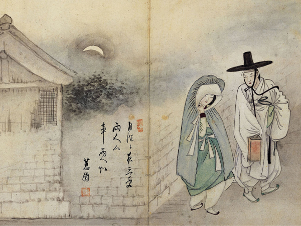 국보 제135호 신윤복의 ‘월하정인’. [문화재청 홈페이지]