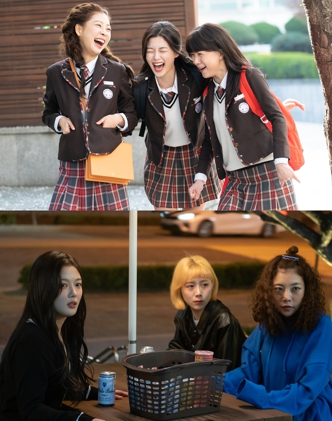 Kim Yoo-jung and Friends steam friendship Chemie make fun fun.SBSs new gilt drama Convenience Store Morning Star (playplayplay by Son Geun-joo/director Lee Myung-woo/Produced by Taewon Entertainment), which will be broadcast first on June 12, will be performed by Hunnam manager Choi Dae-hyun (played by Ji Chang-wook) and 4-dimensional part time job Jeong Sae-byeol (played by Kim Yoo-jung) on the stage for the 24-hour prediction of Convenience store. Its an unheard of comic romance.It is expected to announce a comedy restaurant drama that will make viewers laugh this summer.Pure Taste Huhdang manager Ji Chang-wook and Spicy Taste part time job Kim Yoo-jung, who predicted a unique character feast, Convenience store morning star.Convenience store Jongno Shinseongdong branch, which is the main background of the drama, will be filled with various people.Among them are the best friends of part time job Kim Yoo-jungs righteousness calligraphy (Golden Rain Station), and Yunsu (Cha Eunjo Station).In the photos released related to this, Kim Yoo-jung, calligraphy, and Yoon Soo, who have accumulated steam friendship since high school days, are shown.The three are expected to be accompanied by a so-called Whispering Corridors 3 and emit chemi.From the days of Whispering Corridors, when the laughter broke out, to the present, when the beer can was held at the table in front of the Convenience store, the friendship of the continuing Whispering Corridors 3 is a joy.Above all, the personality of the Friends, who are likely to break through the still cut, steals attention. The calligraphy of the Poggle Bombhead has played the role of a high school student, Golden Bee for five years.The golden rain is the artisan of the obscene jokes that pour out the jokes when you open your mouth.Yoonsu with a yellow hair is a beauty salon assistant, and has a reverse character that turns into a curse once angry.kim myeong-mi