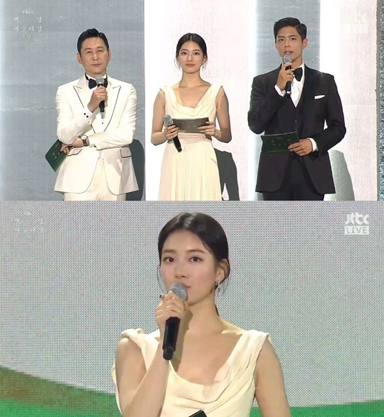 The Baeksang Arts Awards awards were held indifferently.The 56th Baeksang Arts Grand Prize was held at KINTEX 7 Hall in Ilsan, Gyeonggi Province on the 5th.Shin Dong-yup, Bae Suzy and Park Bo-gum, who played MC for the Baeksang Arts Grand Prize for the third consecutive year, appeared on stage and Shin Dong-yup said, In fact, I was surprised to come to this stage.I started live, but I have to be more excited than any other festival, but I can not be with many Audience because of unavoidable circumstances. He mentioned Baeksang Arts Grand Prize, which became an unrelated award due to the Covid19 virus.Shin Dong-yup said, I believe that viewers will watch the broadcast and send shouts and applause.On behalf of the Audiences who have not been together, I would like to ask the stars who are in the position to applaud more. The 56th Baeksang Arts Awards are for terrestrial and general broadcasts, contents provided on cable, OTT and web from April 1, 2019 to April 30, 2020, and Korean feature films and performances released in Korea at the same time.A group of experts representing each division recommended judges and selected candidates by section. Considering the situation of Covid19, they are indifferent.Photo = JTBC Broadcasting Screen