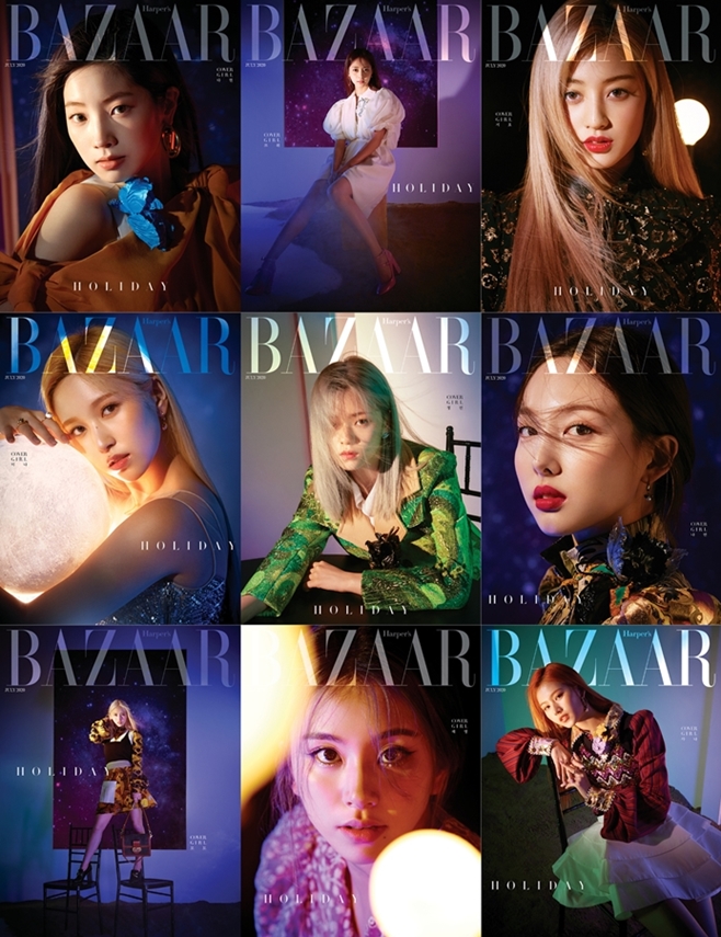 Group TWICE released beautiful looks with a sole cover of nine.On the 15th, fashion magazine Harpers Bazaar released 10 cover and pictorials, which were filmed in full and alone with TWICE in the July issue. This is the first single cover of nine individuals.TWICE, which celebrated its fifth anniversary this year, has recently reached its 100th place and exceeded 5.2 million domestic album sales, while making its debut on the Billboards 200 chart for the first time.The cover and picture featured the girls who mysteriously shine in a surreal space under the theme of Beauty Galaxy.Group covers that emphasize sophistication with black and white look, and personal cover costumes that reveal their charm stand out.Nayeon Jeongyeon Dahyun Momo Mina Sana Jihyo Chae Young Tsuwi, nine girls are delighted to appreciate the colorful costumes that perfectly harmonize with their individuality.In the actual filming site, it was a long time shooting right after the comeback, but it did its best every cut without tired color, and it was the back door that made the tired staff laugh with unique youthfulness and charm.