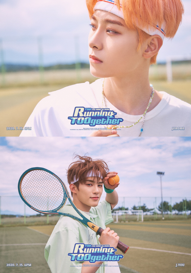 TOO, Jerome and The Personal Concept Photo Revealed .. Focusing attention on warm visuals TOO (Chi Hoon, Dong-gun, Chan, Jisu, Minsu, Jae-yoon, The, Security, Jerome, Woonggi) released its second mini album Running Twogether Jerome, Thes personal concept photo sequentially on the 2nd and 3rd through official SNS.Jerome transformed into a grapefruit hair color, creating a plump charm, adding warmth with a soft smile as well as a sideline with cool eyes and sleek nose.The gave points with a Hair band like Jerome, maximizing the refreshing atmosphere.Holding a tennis ball and racket, he thrilled fans with an unrealistic visual that seemed to have ripped out genuine comics.TOO, which debuted with its first mini album REASON FOR BEING: In () in April, is a boy group with solid skills and visuals.TOOs second half of 2020, which announced a high-speed comeback in three months as a summer concept album, is attracting much attention.Meanwhile, TOOs second Mini album Running Twogether will be released on the music site before 6 pm on the 15th.