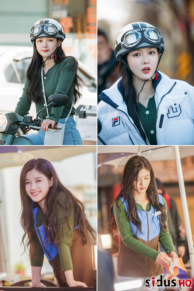 Convenience store morning star Kim Yoo-jungs Twenty Four Hours was unveiled.From the Way to work of Kim Yoo-jung, a spicy alba student of SBS gilt drama Convenience store Morning Star (playplayplay by Son Geun-joo / director Lee Myung-woo), the appearance of Convenience store alba was released on July 5.During the day, I sit comfortably on the Scooter and look at the camera. In the late night, I remove the garbage of the Convenience store parasol table and the busy Twenty Four Hours of Kim Yoo-jung who is working until late at night.Kim Yoo-jung showed off his face and tight features rather than a helmet, and made his eyes meet with the camera, and even after he went to the Convenience store, he posed with a bright smile and posed.Especially, it perfects the Convenience store vest and proves the pawanal (the completion of fashion is the face).