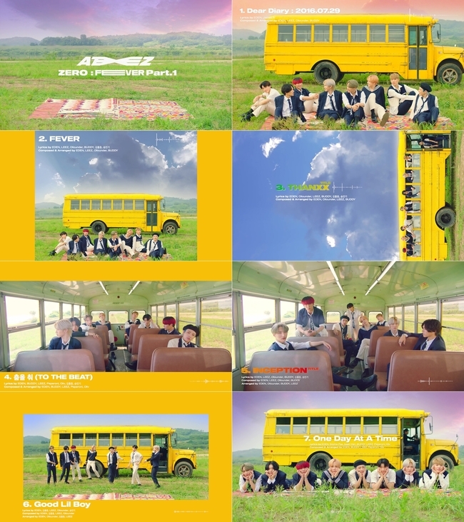 Group Ateez (ATEEZ) released a new album Xero: Sea Fever Part 1 (ZERO: FEVER part.1) Highlight medley.Atez showed off the Highlight medley on July 26 via its official SNS account.In the video, a retro-style bus appears in a wide field with a heartbreaking view.Members wearing school looks and blowing pleasant moods caught their eyes and ears by playing games on the bus or choreographing choreography with their heads out of the windows.Starting with Deer Diary: 2016.07.29 (Dear Diary: 2016.07.29), which stimulates curiosity by a girls narration, Tracks Sea Fever (FEVER), which is the title of this album and the main theme of the Sea Fever series, and the candidate song ThANXX, which is a song for the activity song, increase the tension of the listener.Then, after seeming to have inherited the lyrics of Tins, Tracks To THE BEAT, another activity song candidates Inception, Good Lil Boy, One Day At A Time followed, and a total of seven songs were intense and soft. She showed off her colorful charm by showing off her hair.Atez will hold an online comeback show Atez comeback show concert air cone Xero: Sea Fever Part 1 (ATEEZ COMEBACK SHOW CONCERT AIR CON ZERO: FEVER Part.1) at 10 p.m. on the 28th.hwang hye-jin