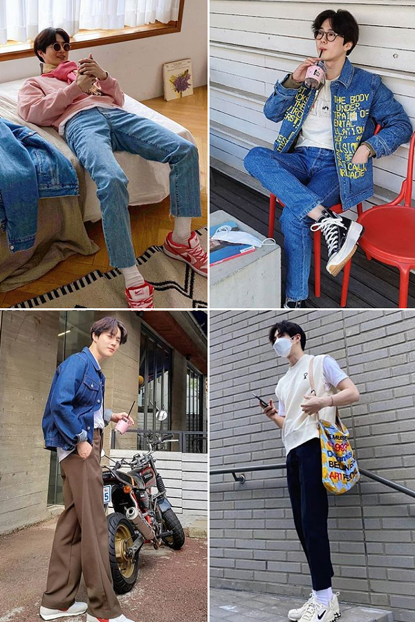 Idol plainclothes fashion l One weekly, I recognize stars who show off their unique plainclothes fashion among idols. First time in tenth time, male idol!Fashionista EXO Suho who knows everyone who knows.#Casual Look l(2) Running Shoes is Converse, English Lettering Denim Jacket is Fraine Dead X Apesse (BRAIN DEADxA.P.C), Glasses is Gentel Monster, (4) White Best is Armi (AMI), Flowered Ecoback is The Museum Visitor Visitor) Product# formal knit look l (1) Pattern best is LANVIN, shoes are Dr Martin (Dr.martens) (2) Red color best and hat are both Prada (PRADA)One idol each week recognizes the stars who show off their unique plain clothes. First, male idol. Fashionista EXO Suho who knows everyone who knows.