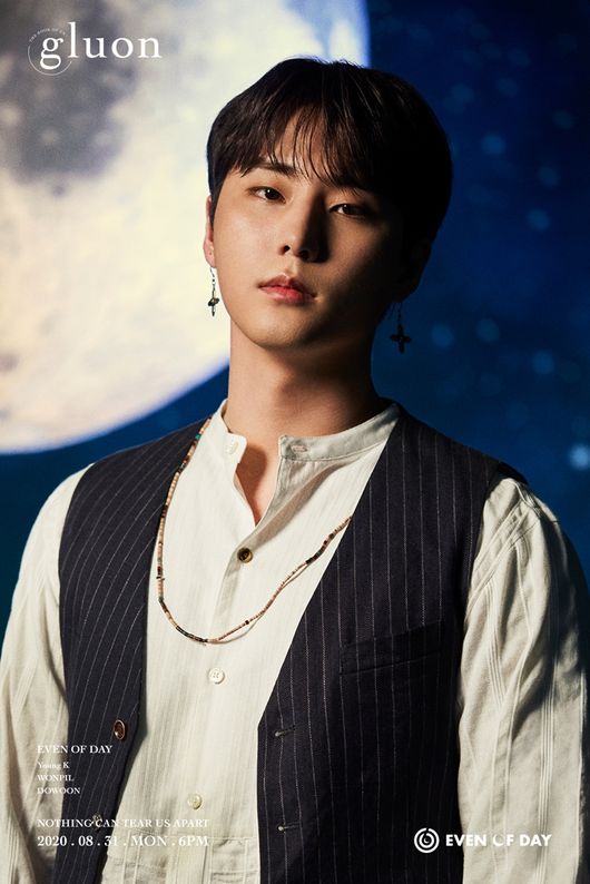 DAY6 (Day6) Unit Even of Day (even City of London Day) Young K (Young Kei) showed excitement about the first unit album.The unit DAY6 (even of Day) consisting of Young K, Wonpil, and Doun will release a new album The Book of Us: Gluon - Nothing can tear us apart (The Book City of London Earth: Gluon - Not Can Tear Earth Apart) at 6 pm on the 31st.DAY6 (Even of Day) Young K said: I wonder how you will react to the music of the unit, not the DAY6 complete.I would like to have a new Top Model and a song for many people. He wrote DAY6s representative songs such as Beautiful and Let it be a page, and was recognized for his unique artistry earlier.In addition, Jung Se-woon and Eric Nam have received love calls and participated in their album work.In the DAY6 (even of Day) new report, he also performed his musical talents, including the title song To the End of the Wave, as well as writing the entire song, and also posting his name on the composition credit.At 0 oclock on the 19th, DAY6 (even of Day) Young K personal Teaser was released on the official SNS channel, raising questions about the unit album concept.DAY6 (even of Day) Young K in the image gave a thrilling eye-catching in the background of the moon, creating a romantic atmosphere.In the water-soaked photo, he stole his gaze with a mysterious dream.On the other hand, DAY6 (even of Day) new song To the End of the Wave is a song with a desperate wind to endure the rough winds on the sea of ​​life.R & B rhythm and emotional melody were released with trendy synth pop band sound.DAY6 (even of Day) members will stimulate the emotions of listeners with solid performance and calm voice.On the other hand, DAY6 (even of Day) will host Countdown Love Live! through Naver V LIVE (V-Love Live!) at 5 pm on the day of release (31st).JYP Entertainment