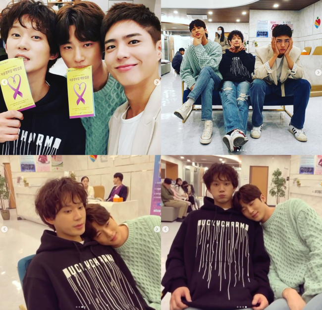 Actor Kwon Soo-hyun has released a behind-the-scenes cut of the Record of Youth film.Kwon Soo-hyun posted photos and videos on his instagram on the 15th with a message saying, Today is the Record of Youth day when # Record of Youth has been working together with obstetrics and gynecology.In the photo, Kwon Soo-hyun sits alongside Byeon Wooseok and Park Bo-gum, waiting for a gynecological treatment.Byeon Wooseok is leaning against Kwon Soo-hyun to give off a bruising; the face of Park Bo-gum, who went to the army, is also a pleasure.In TVN Record of Youth broadcasted on the 15th, Sa Hye-joon (Park Bo-gum), Byeon Wooseok and Kim Jin-woo (Kwon Soo-hyun) attracted attention with the Cervical cancer prevention injection.SNS