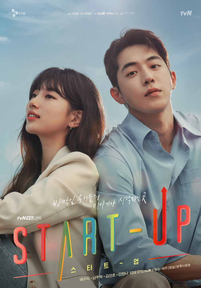 TVNs new Saturday Drama StartUp (played by Park Hye-ryun, directed by Oh Chung-hwan) unveiled the couple Poster of Bae Suzy and Nam Joo-hyuk.StartUp is a drama that draws the beginning and growth of young people who have entered StartUp dreaming of success in Silicon Valley Sandbox in Korea.The story of the youths to be drawn from the warm gaze of Park Hye-ryun and director Oh Chung-hwan, and the lively breathing Bae Suzy (Seo Dal-mi), Nam Joo-hyuk (Namdosan station), Kim Sun-ho (Han Ji-pyeong station), and Kang Han-na (played by Won In-jae) are expected.As it is a lineup that boasts of the visual, the reaction to waiting for a throbbing romance is also hot.The new look of Seo Dal-mi and Nam Joo-hyuk, who transformed into Nard, which will add to the lovely charm of Bae Suzy, is expected to be Namdosan, and the relationship that has become entangled with unexpected first love.The couples Poster is being released and the audience is getting more and more excited.The subtle smile of Bae Suzy and the soft eyes of Nam Joo-hyuk are full of excitement, and the two people who are leaning against each other emit perfect physical chemistry.In addition, there is a curiosity about what kind of startup will be started in the Sandbox where young people with their dreams and stories gather together, like the phrase Where our story begins.We have only about a month left before the first broadcast on October 17, said the production team of StartUp.I will visit you as a good drama to give comfort to many people along with the energy of the sparkling youths. StartUp will be broadcasted at 9 pm on October 17th.