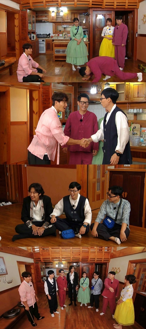 The Horribly Slow Murderer with the Extremely Family situational drama heralds a big smile.SBS Running Man, which will be broadcast on the 4th of October, will be decorated with the Chuseok special feature Yoo Ji-nae Family situation drama.The recent recording of Running Man was divided into a large house, Park Jae-seok, and a small house, Jonggukne, to celebrate Chuseok.Son Haha, Baeksu son Lee Kwang-soo, who only wants to do business, is a Park Jae-seok, Kim Jong-kooks first son Ji Suk-jin and Song Ji-hyo, and newlyweds second son and son Se-chan and Jeon So-min become From the beginning of the situation drama, the members had to challenge the laughing tolerance challenge unintentionally.Ji Suk-jin, who complained that he was 88 years old, and Kim Jong-kook, who showed a new concept of half-knee kneeling to protect his last pride when he raised his bow to Kim Jong-kook.Even after that, the members led the drama with the realism like 100% sudden adverb and the actual family, and the legend situation drama was born.