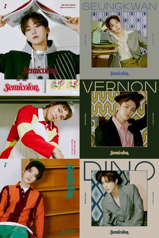 Special album ; [Semicolon] (Semicolon) released by group Seventeen on the 19th is under discussion.The agency Pledis Entertainment released the special album ; [Semicolon] official photo of the members Boo Seungkwan, Vernon and Dino through the official SNS channel of the eventeen at 0:00 today (10th), and the image of the youth, which is colorfully drawn, is wreaking excitement in the hearts of viewers and exploding curiosity toward the new album.The members of the public office photo show the youth who solves various eras based on unlimited concept digestion power from trendy casual to retro styling adding sophistication, raising the expectation of music and concept to be delivered as a new album to the maximum.First, Boo Seungkwan emits dandy charm through jacket and hooded T-shirt, while soft-colored suits have doubled the maturity of the water and caught the attention.Vernon, who is also staring at the front, showed off his fantastic visuals in colorful colors and patterns, attracting praise with his temple.Personal Official Photo The last runner, Dino, maximizes chic charm with a different moody jaw line from faintness to urban charisma, making it impossible to take an eye off for a moment.In addition, just before Boo Seungkwan, Vernon, and Dino Official Photos were released, a Retro poster appeared in the promotional schedule image through some SNS, and focused attention. As all personal official photos were uncovered, it is curious to see what interesting contents will be released.As such, Seventeen is getting more and more popular with its deepened atmosphere and upgraded visuals, and the enthusiasm for Shinbo ; [Semicolon] has reached the top of various online music site charts such as Yes24 bestseller and Interpark Weekly Bestseller, and there is a keen interest in the feast of the brilliant youth that they will be with this album.