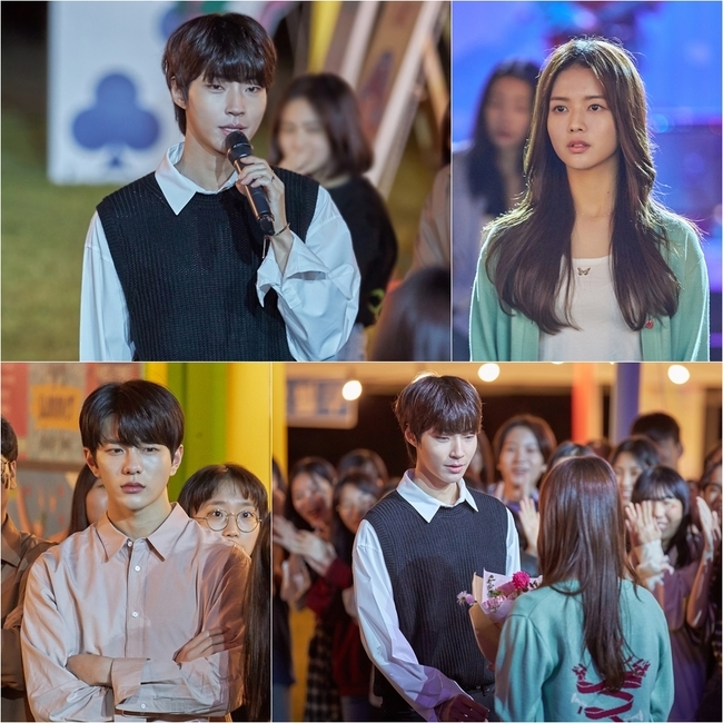 18 Again Hwang In-yeop was spotted performing serenade public Confessions on Roh Jin-eui.JTBCs Drama 18 Again (director Ha Byung-hoon/playplaywrights Kim Do-yeon, Ahn Eun-bin, and Choi I-ryun) unveiled a scene SteelSeries in which Hwang In-yeop (played by Koo Ja-sung) is offering Confessions to Roh Jin-eui (played by Hongsia) ahead of the 11th episode on October 26.The SteelSeries released featured a picture of Hwang In-yeop approaching Roh Jin-eui with a microphone.Soon, Hwang In-yeop hands Roh Jeong-eui a bouquet of flowers in all cheers, raising his heart rate.Especially, the expression of Hwang In-yeop, which is sweeter and more careful than ever, makes the viewers excited. Roh Jin-eui stopped as if he was embarrassed.Moreover, I wonder if Roh Jin-euis eyes will continue when the pupil earthquake occurred.