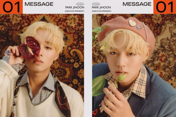 Singer Park Jihoon showed Fairy pitta visuals with a different charm.Park Jihoon posted two second concept photos of the first music album MESSAGE (message) on the official SNS at 0:00 on the 28th.Park Jihoon in the public image focuses his attention on a dreamy yet understated chic look.The blonde visuals of Park Jihoon, contrasted with red color, are thrilling.In another photo, a more dandy mood is emphasized and attracts attention.Park Jihoons perfect visuals and eyes that are blended with the costume concept that fits the season of autumn add to the question of what message Park Jihoon will convey through his first music album.It also attracts attention by adding adorableness to beret styling.Park Jihoons first music album MESSAGE will be available on various music sites at 6 pm on November 4th.