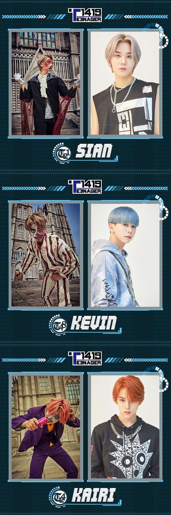 MLD Entertainment has unveiled its newly launched new Boy Group T1419 members Cyan (SIAN), Kevin the Mini (KEVIN), and Kaili City (KAIRI).On the 4th, noon T1419 posted a profile image of the last runners Cyan, Kevin the Mini and Kaili City through the official SNS channel.The last members to be released are Cyan, Kevin the Minion and Kaili City.Cyan, Kevin the Mini, and Kaili City are attracted to the team with their unique tone and singing ability.After the final veiled member, T1419 completed a total of nine complete releases, including Gunwoo, Kio, On, Leo, Noah, Zero, Cyan, Kevin the Minion and Kaili City.They are aiming for the global market with their ability to combine vocals, rap, dance, visuals and production skills.In particular, fans around the world are reacting to the T1419s visuals of the year, which is contrary to the unconventional costume that was shown in the previously released free debut song Dracula.T1419s free debut song Dracula is an extraordinary costume, intense performance, and an addictive melody based on hip-hop, and has been popular with about 7 million views at the same time.T1419 is a super-sized new boy group that MLD, global IT companies NHN and Sony Music are working together to showcase. It is a limited-purpose project designed to make simultaneous debuts not only in Korea but also in the US and Japan.It has been intensively trained in a systematic system, and is expected to be composed of top-notch members with various talents such as vocals, rap, performance, production, and language conversation ability as well as visuals.T1419 will launch various promotional contents starting with the release of the full member and will accelerate preparation for debut.