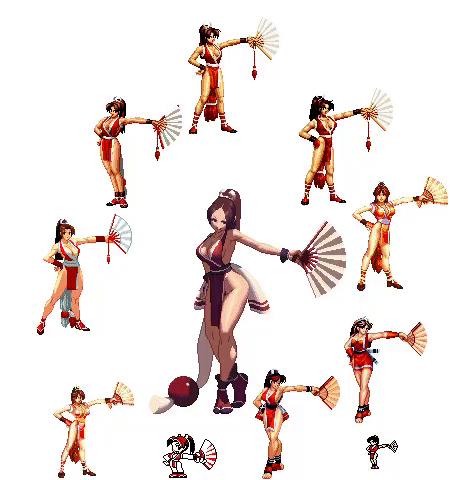 (각 버전 승리포즈들을 집결. 바스트 모핑의 원조격 캐릭터 답다)