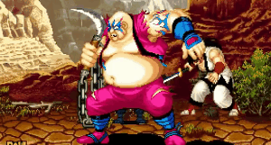 (참고로.. 이런 방귀 도발 기술에는 '사무라이 쇼다운' 어스퀘이크의 방귀잡기 공격도 빠지지 않는다)