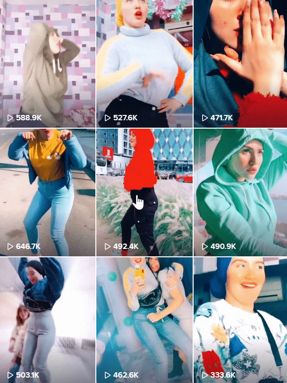 소셜미디어에 춤을 춘 영상을 올렸다는 혐의로 징역 2년형을 선고받았다가 2심에서 무죄 판결을 받은 하네 호삼(20)이 체포되기 전 틱톡에 올린 영상들. 하네 호삼 틱톡 제공